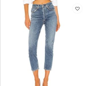 AGolde Riley High Rise Straight Crop Jeans in Frequency